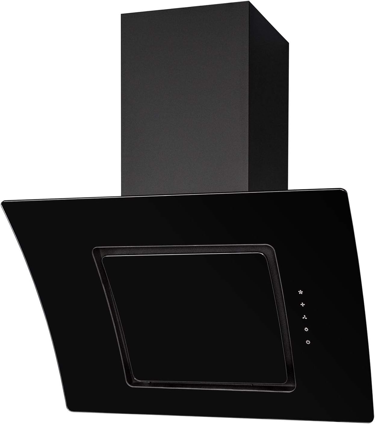 SIA AT61BL 60cm Black Curved Glass Touch Control Angled Chimney Cooker Hood Kitchen Extractor Fan With LED Lights.