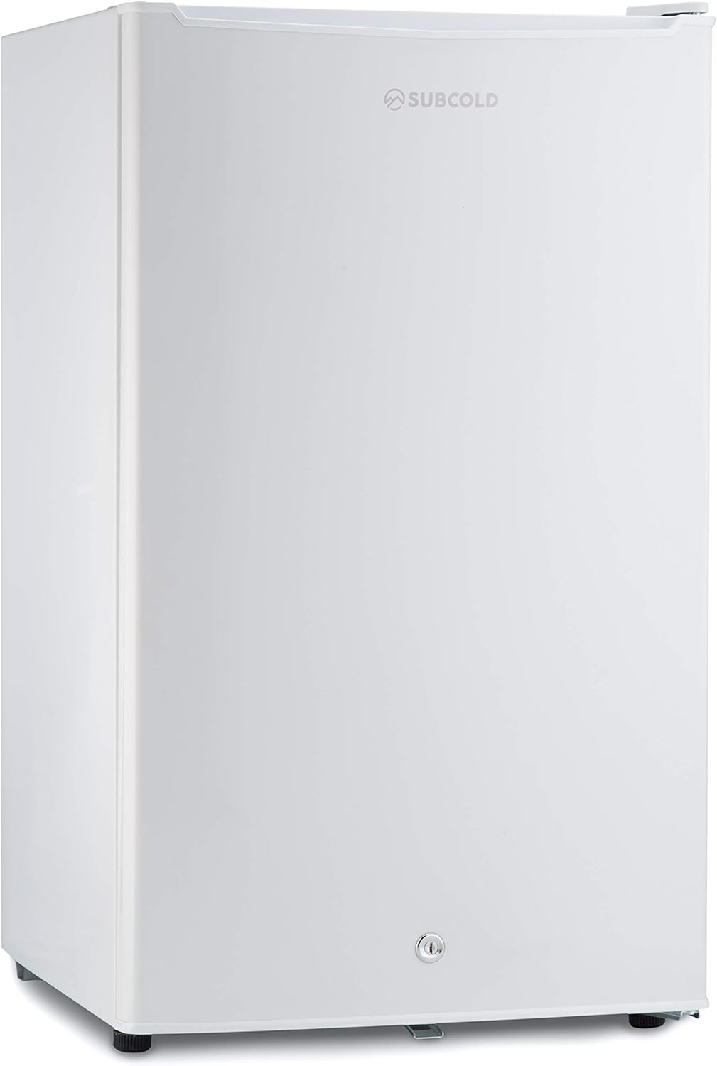 Subcold Eco100 LED Under-Counter White Fridge | Freestanding Refrigerator | Solid Door with Chiller Box | LED Light + Lock & Key | Energy Efficient (100L, White).