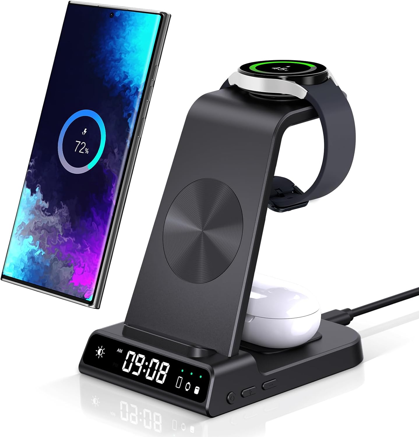 Wireless Charger for Samsung, 3 in 1 Wireless Charging Station for Galaxy S24 Ultra/S23/Z Flip 6/Z Fold 6, Charger for Samsung Galaxy Watch Ultra/7/6/5, Wireless Phone Charger for Galaxy Buds 3/3 Pro.