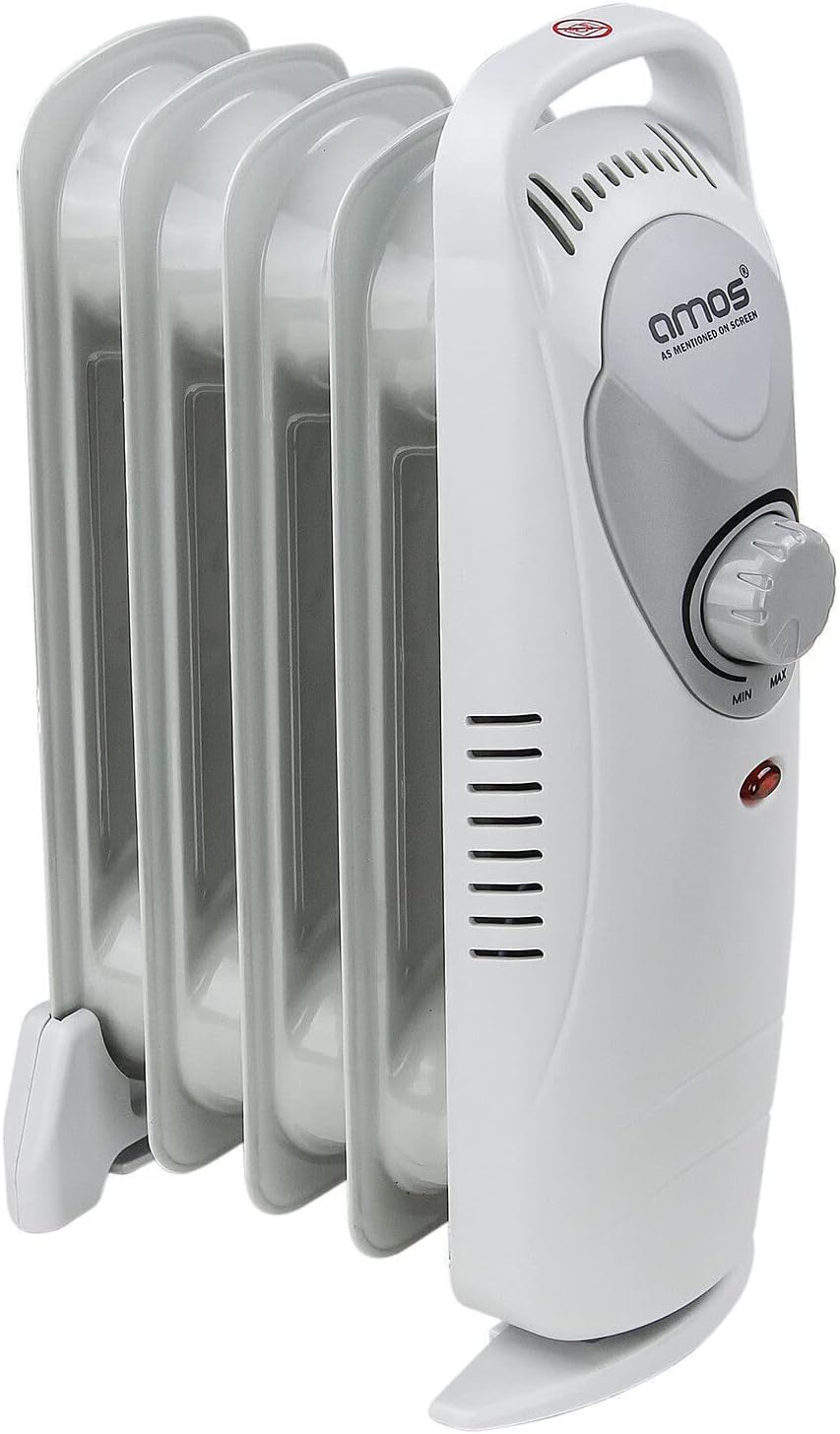 AMOS 3000W Electric Oil Filled Radiator Heater 3kw 13-Fin Portable Thermostat Heating Appliance with 3 Heat Settings, Safety Shut Off, and Power Indicator Ligh.