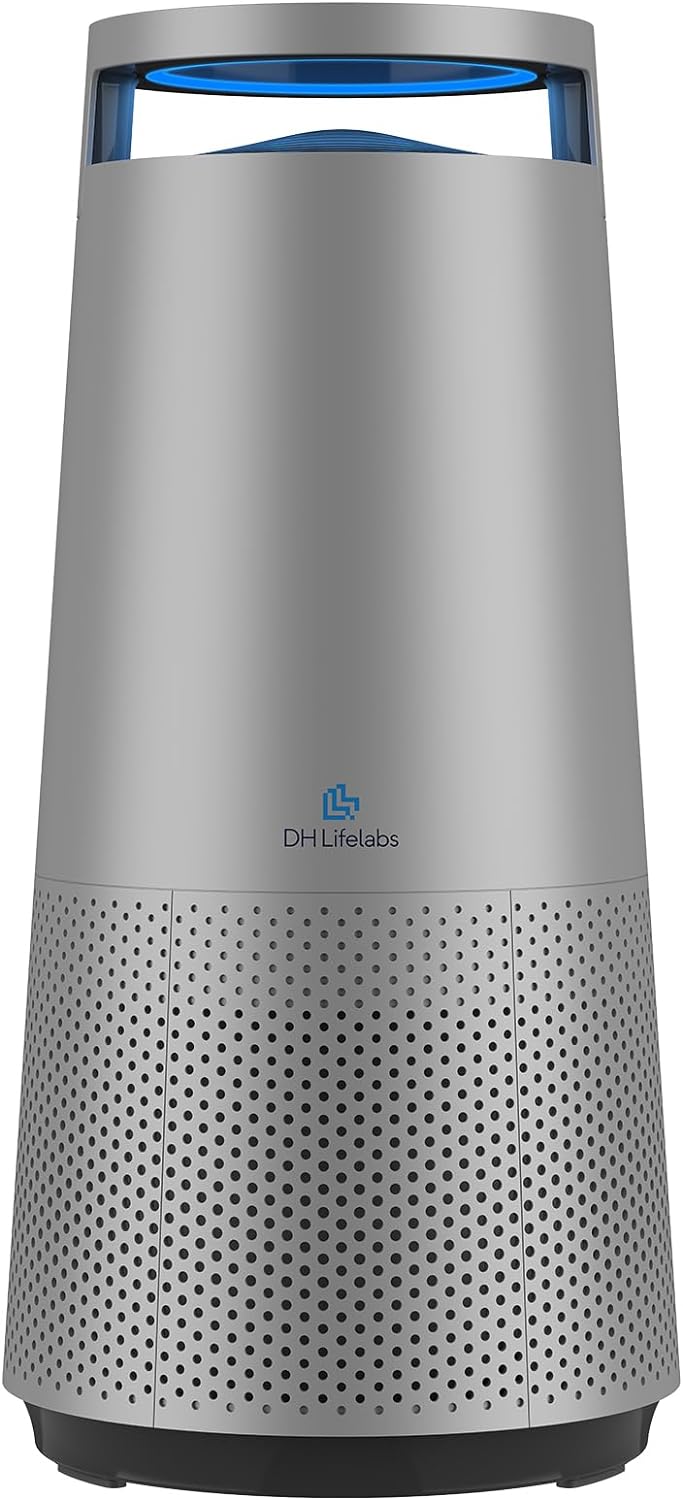 DH Lifelabs | Sciaire Mini + HEPA Air Purifiers | Ions Actively Clean Deodorize Air | Eliminates 99.9% of Bacteria Viruses | H13 HEPA Filter for Allergies | 103 Sq Metres Bedroom Home | Grey.