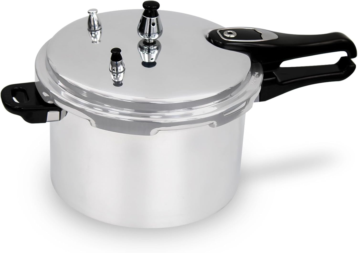 6 Litre Dual Handle Pressure Cooker for Kitchen & Catering, Aluminium + Stainless Steel, Suitable for all Hob Types Including Induction Hob - Silver.