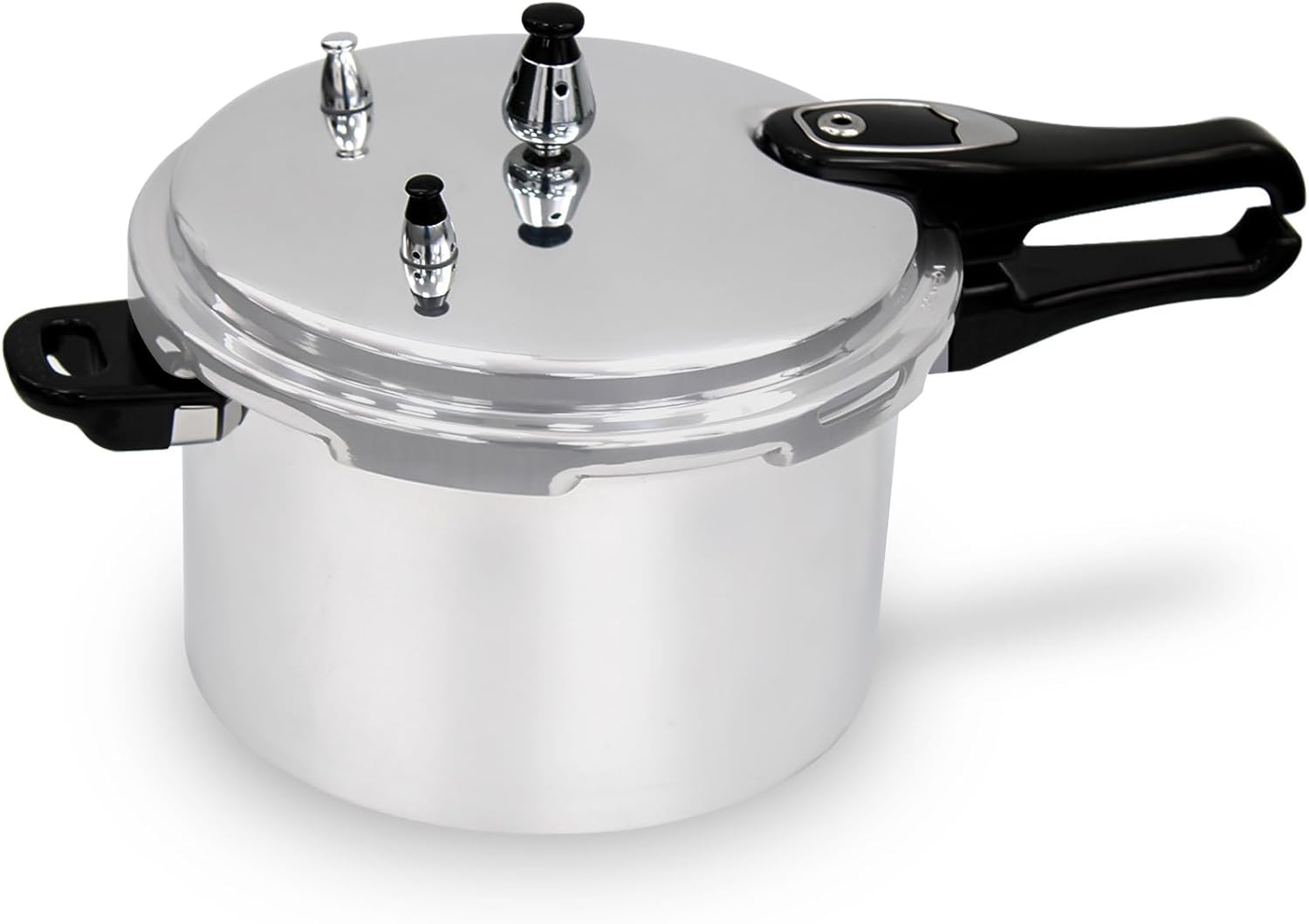 7.5 Litre Dual Handle Pressure Cooker for Kitchen & Catering, Aluminium + Stainless Steel, Suitable for all Hob Types Including Induction Hob - Silver.