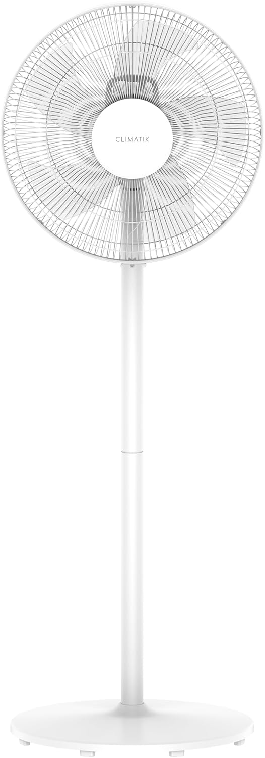 Climatik 16-Inch Pedestal Fan with Remote Control | 3 Operational Modes | 80° Oscillation | Adjustable Height & Pivoting Fan Head | Perfect for Homes, Offices and Bedroom - White.