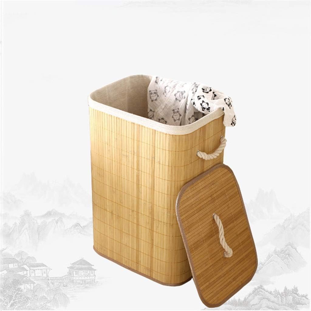 Foldable Bamboo Storage Basket Large Clothes Storage Laundry Basket Organizer for Dirty Clothes Hand Weaving Laundry Hamper.