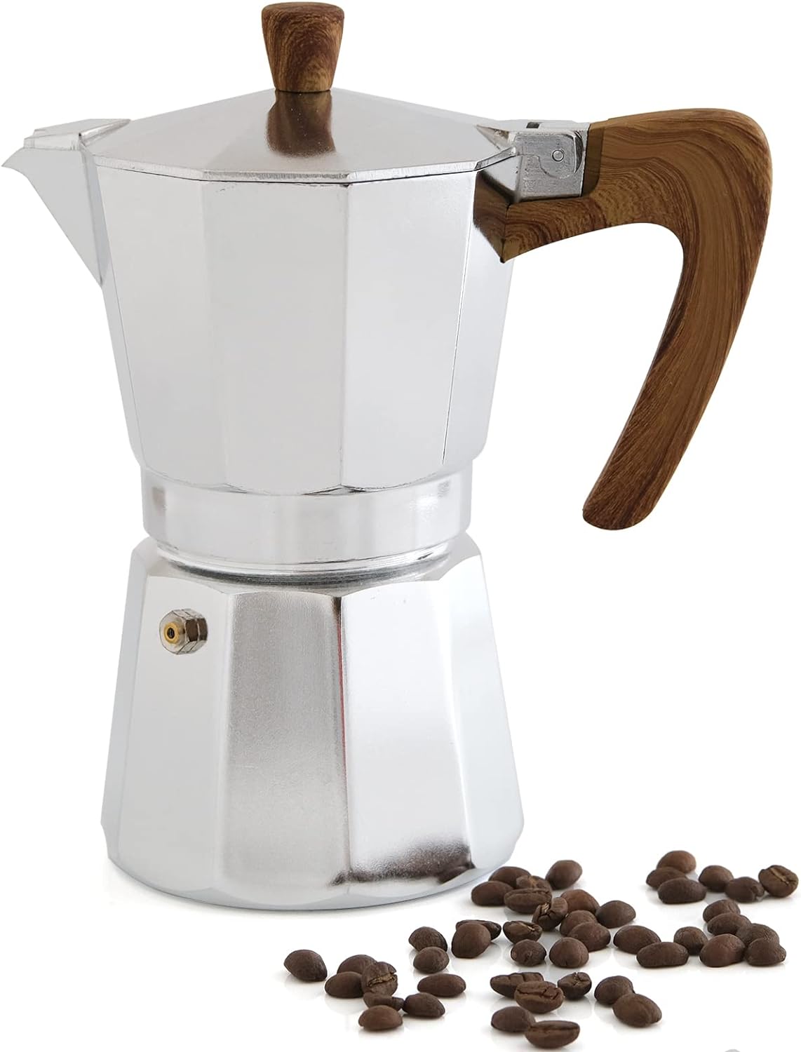 NEALMART Moka Pot 6 Espresso Cups Silver, Stovetop Espresso Coffee Maker, Percolator Coffee Pot, Italian Coffee Maker Greca Coffee Maker for Cappuccino or Latte, 300ml.