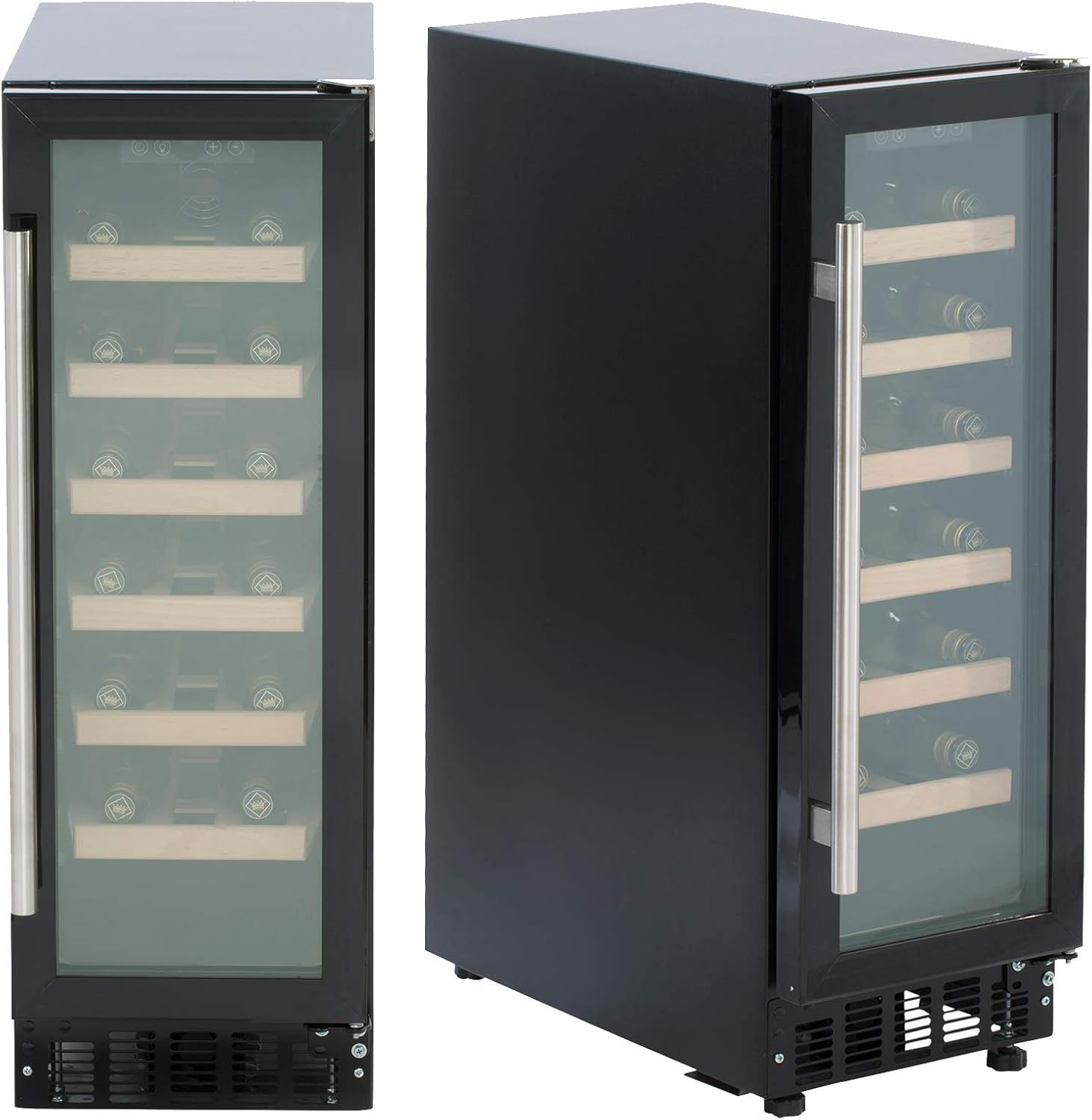 SIA WC30BL Undercounter Wine Cooler Fridge, 59L 19 Bottle Capacity, LED Light, Black.