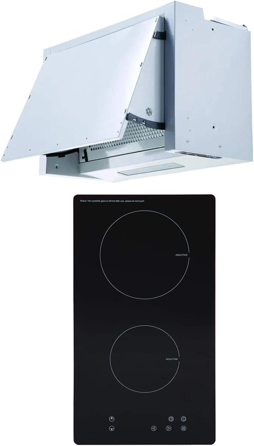 SIA 30cm Black Domino 2 Zone Electric Induction Hob & 60cm Integrated Extractor.