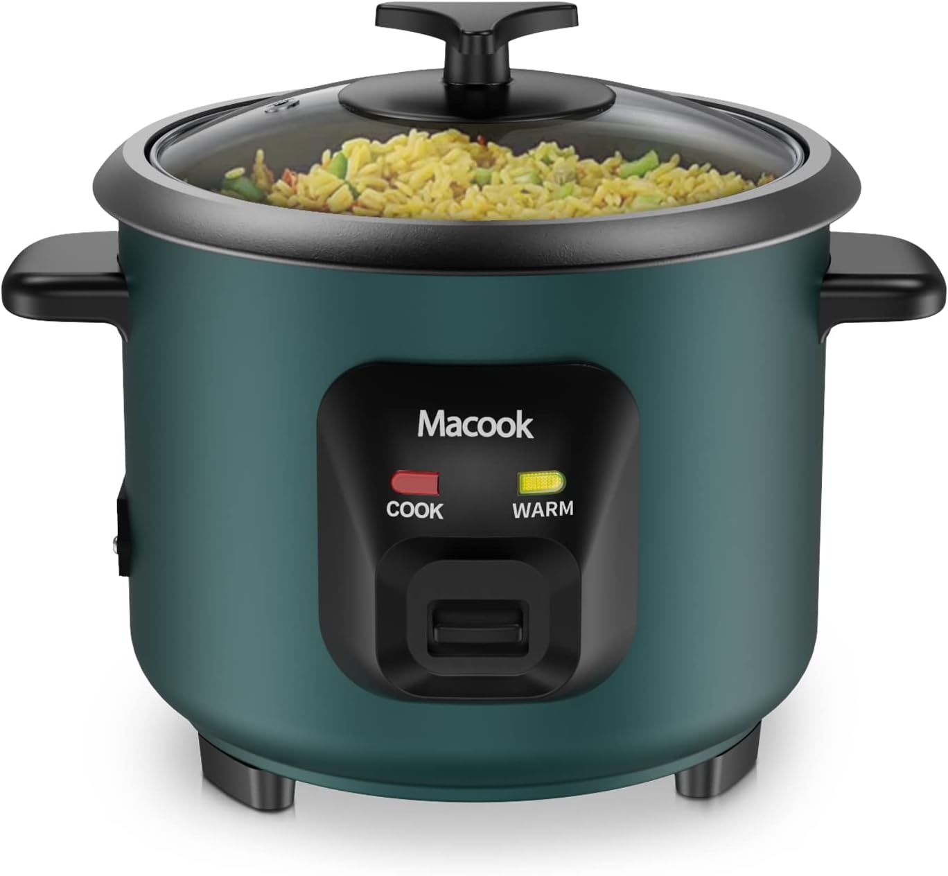 0.6L Mini Rice Cooker 3-Cups Uncooked, Macook Portable Non-Stick Small Travel Rice Cooker, 15 Minutes Fast Cooking, Keep Warm, Rice Cooker Small Suitable for 1-3 People, Green.