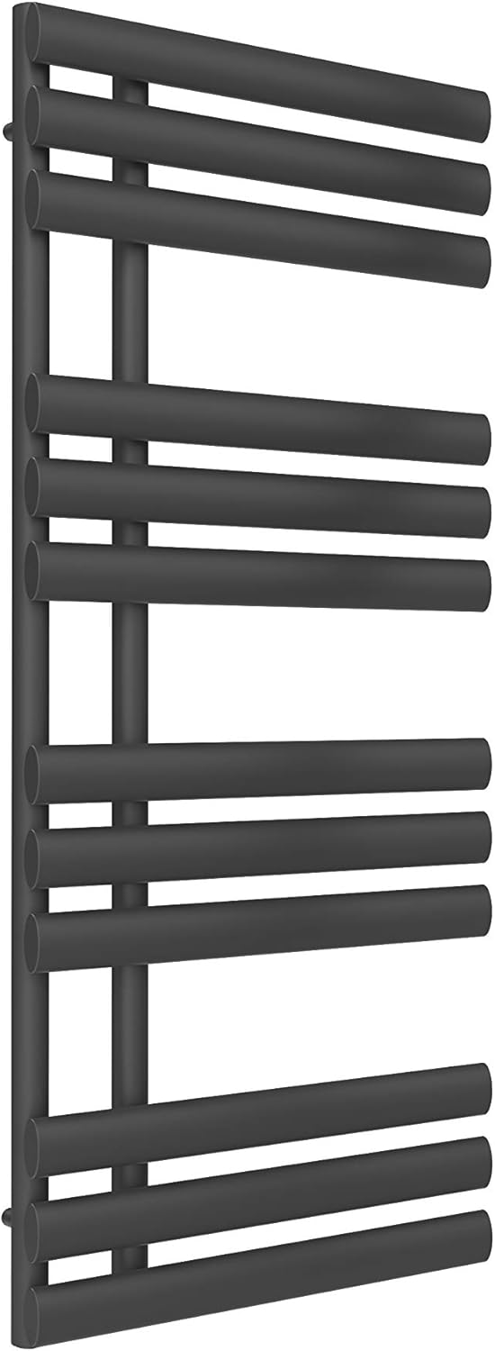 Reina Chisa Steel Anthracite Designer Towel Radiator 1130mm H x 500mm W - Dual Fuel - Thermostatic.