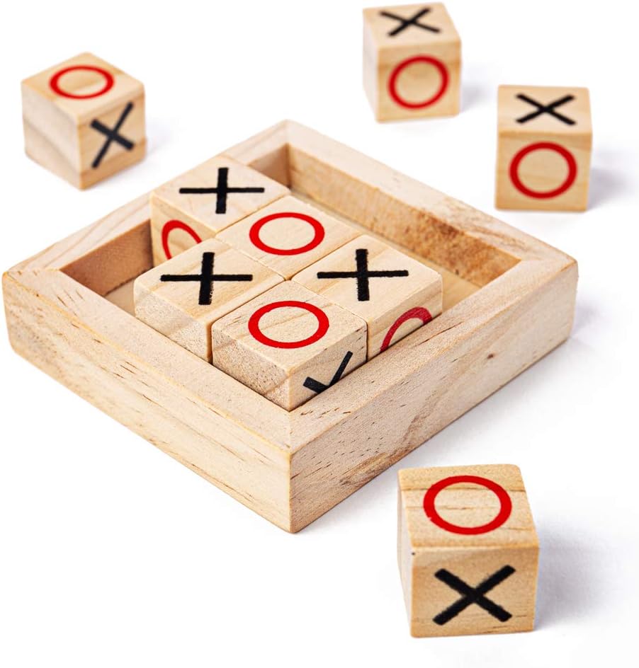 Bigjigs Toys Mini Noughts & Crosses - Wooden Games, Stocking Fillers.