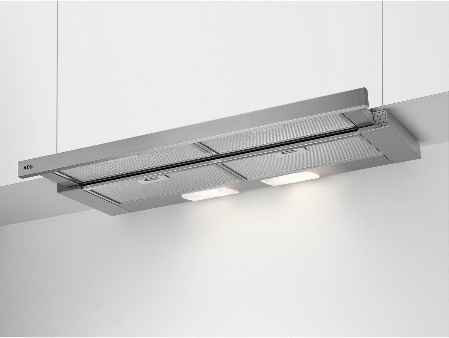 AEG 90cm Telescopic Canopy Cooker Hood - Silver.