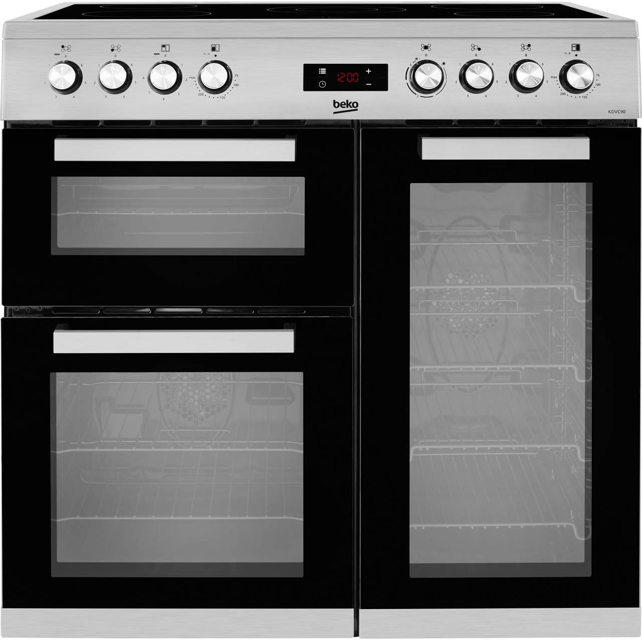 Beko KDVC90X 90cm Electric Range Cooker with Ceramic Hob - Stainless Steel.