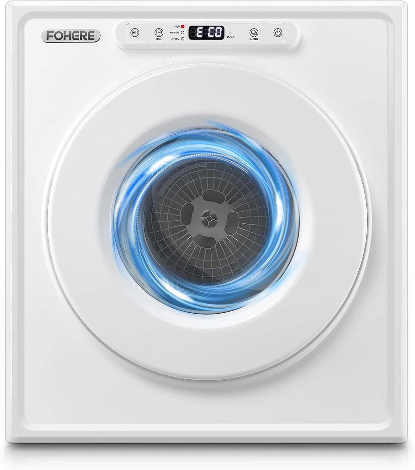 6KG Compact Vented Tumble Dryer, FOHERE Freestanding Front Loading Tumble Dryer, 6 Programs with Child Lock and Timer, 1500W, White.