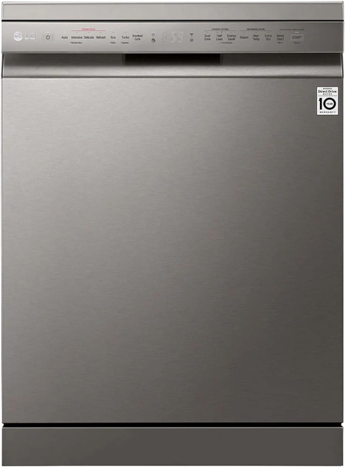 LG TrueSteam QuadWash DF325FPS 14 Place Dishwasher - Shiny Steel.