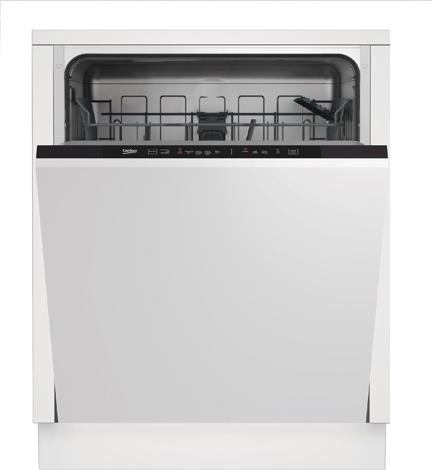 Beko DIN15X20 Full-size Integrated Dishwasher | Black Control Panel 60 cm Full size with 13 Place Setting | x30 Minute Quick Wash Technology.