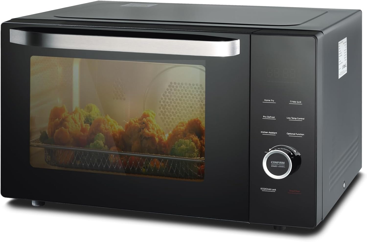 SMETA 1000W Combination Microwave Oven and Grill 34L Microwave With Grill 2400W, Convection Oven 2400W, Microwave Air Fryer Oven Combo, ECO Mode Child Lock Easy to Clean Black.