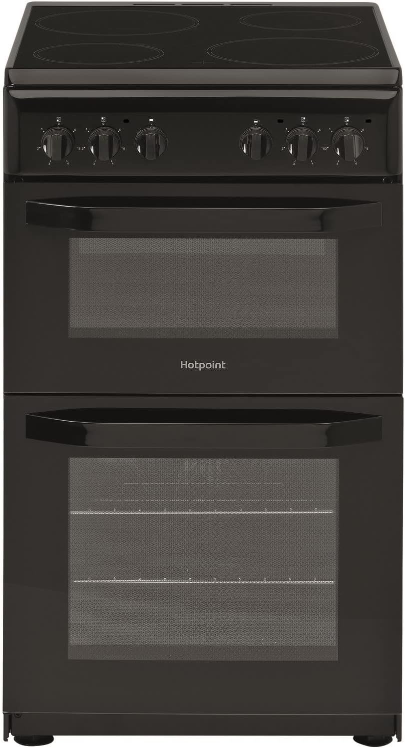 Hotpoint 50cm Double Cavity Electric Cooker - Black.