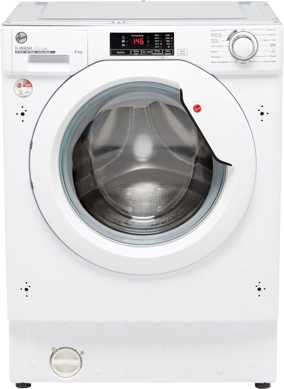 Hoover HBWS 48D1W4-80 Integrated Washing Machine, 8kg Load, 1400rpm, White - B Rated.