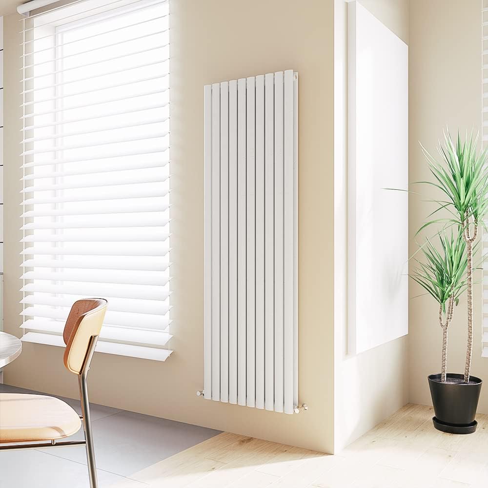 Vertical Radiator Oval Column Designer Central Heating Tall Rad 1600x354mm Single White.