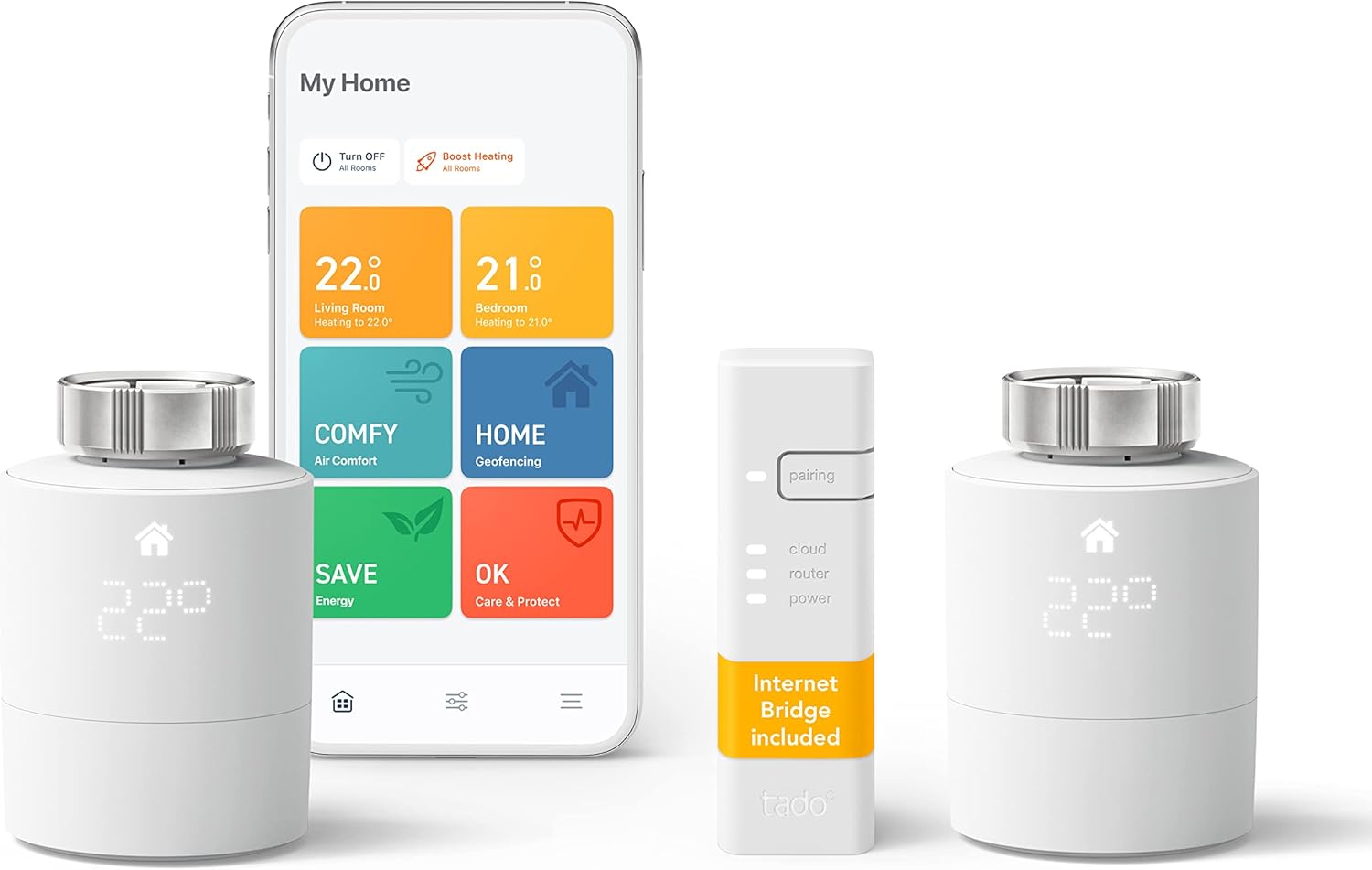 tado° Smart Radiator Thermostat 3-Pack - WiFi Add-On Smart Radiator Valve For Digital Multi Room Control - Easy Installation - Save Heating Costs - Works With Alexa, Apple HomeKit And Google Assistant.