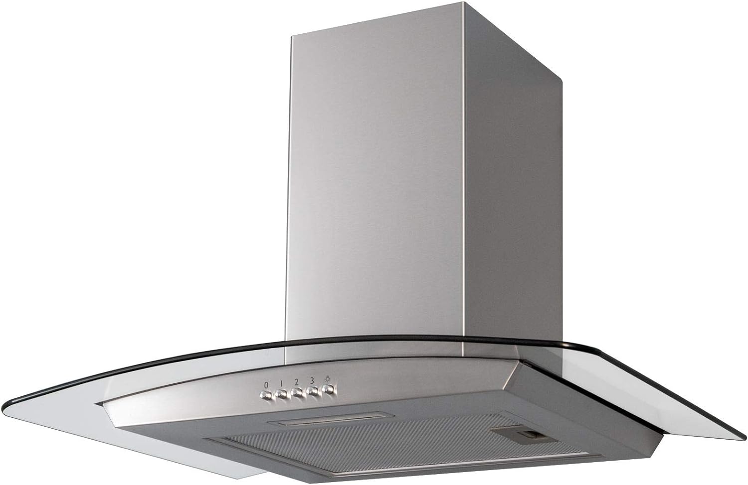 SIA CGH70SS 70cm Curved Glass Stainless Steel Chimney Cooker Hood Extractor Fan.