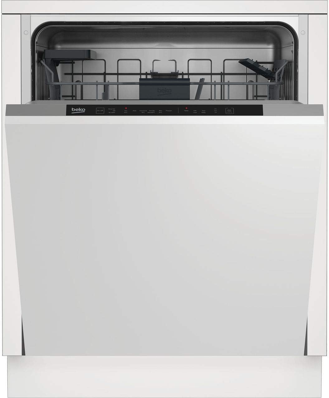 Beko DIN16430 Fully Integrated Standard Dishwasher - Stainless Steel/Black Control Panel with Fixed Door Fixing Kit - D Rated.