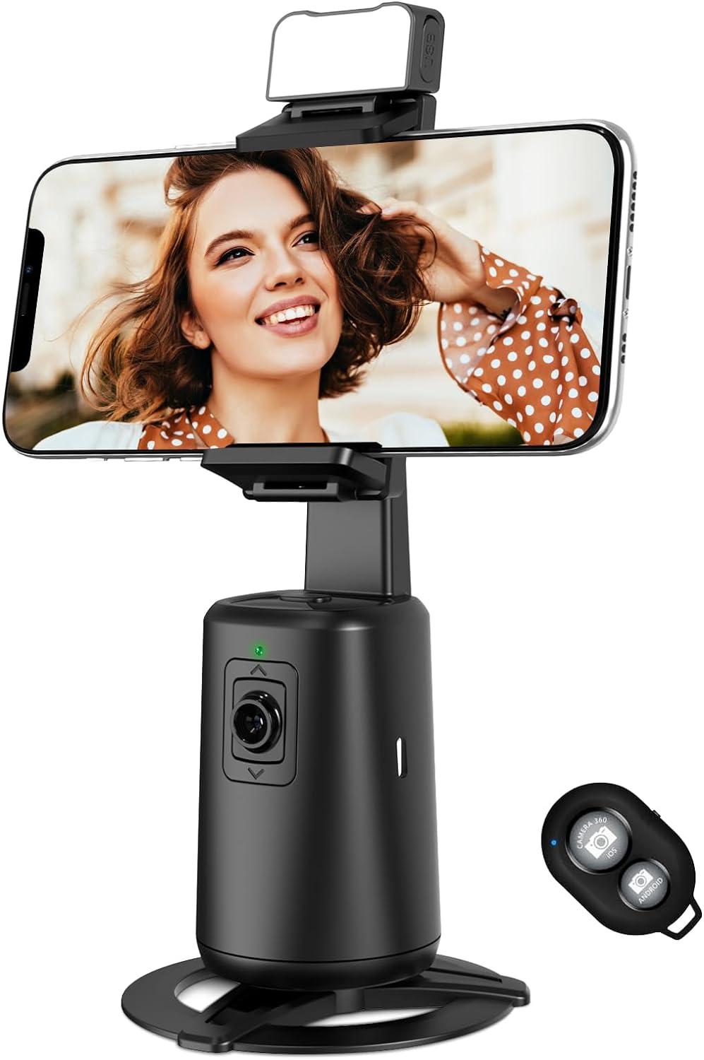 Auto Face Tracking Tripod, No App, 360° Rotation Face Body Phone Camera Mount Gesture Control, Smart Shooting Holder with 3000mAh Rechargeable Battery for Vlog, Streaming, Video, Tiktok- Black.