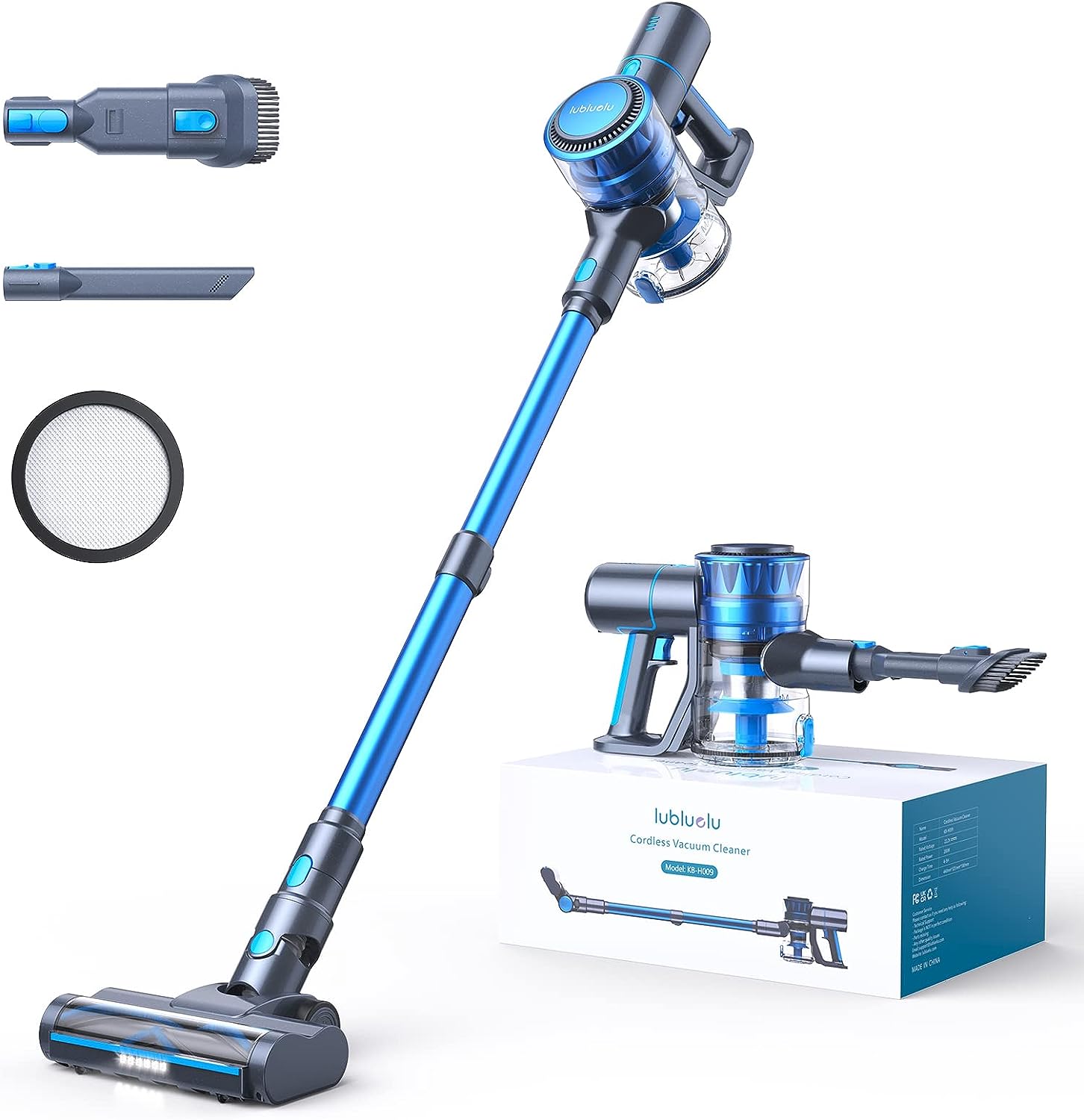 Lubluelu Cordless Vacuum Cleaner, 6 in 1 Cordless hoover, Powerful Hoover 225W Brushless Motor with LED Headlights, 45 Mins Runtime, Lightweight Vacuum for Home Hard Floor Pet Car.