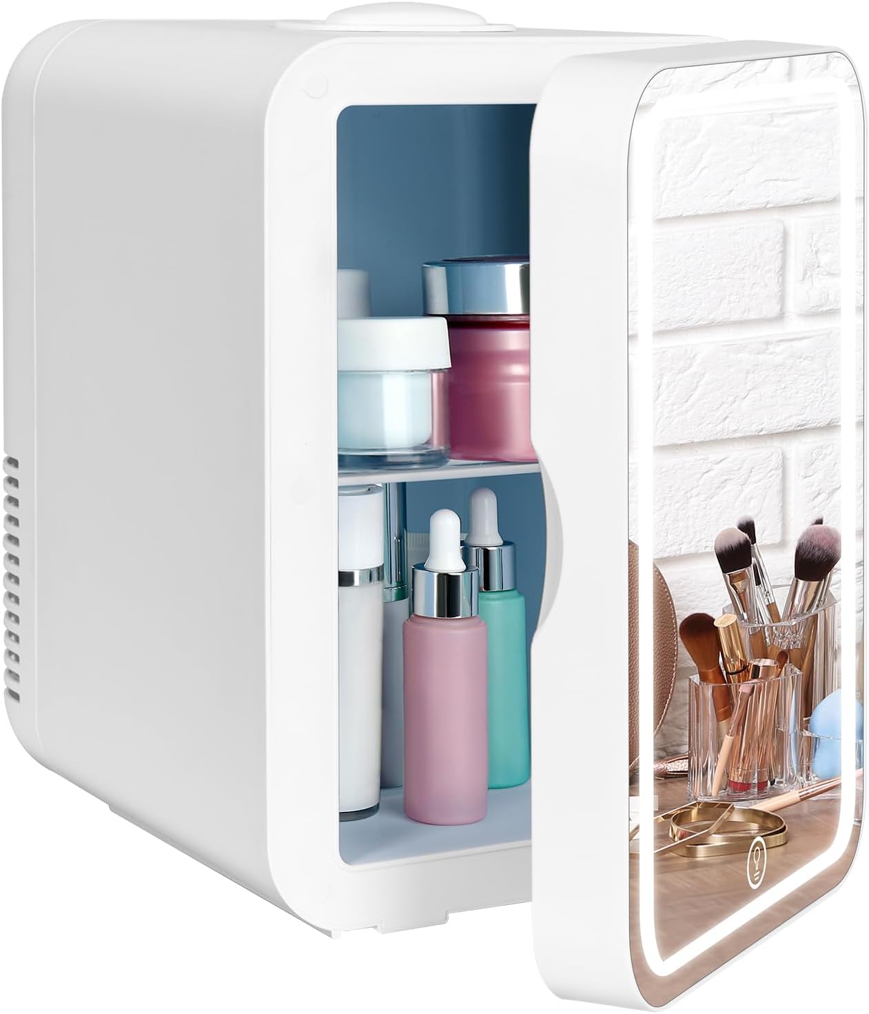 ARTETHYS Mini Fridge for Bedrooms 4L Skincare Beauty Fridge with LED Mirror Compact Car Fridge for Home Office Cosmetic, 220V AC/12V DC.