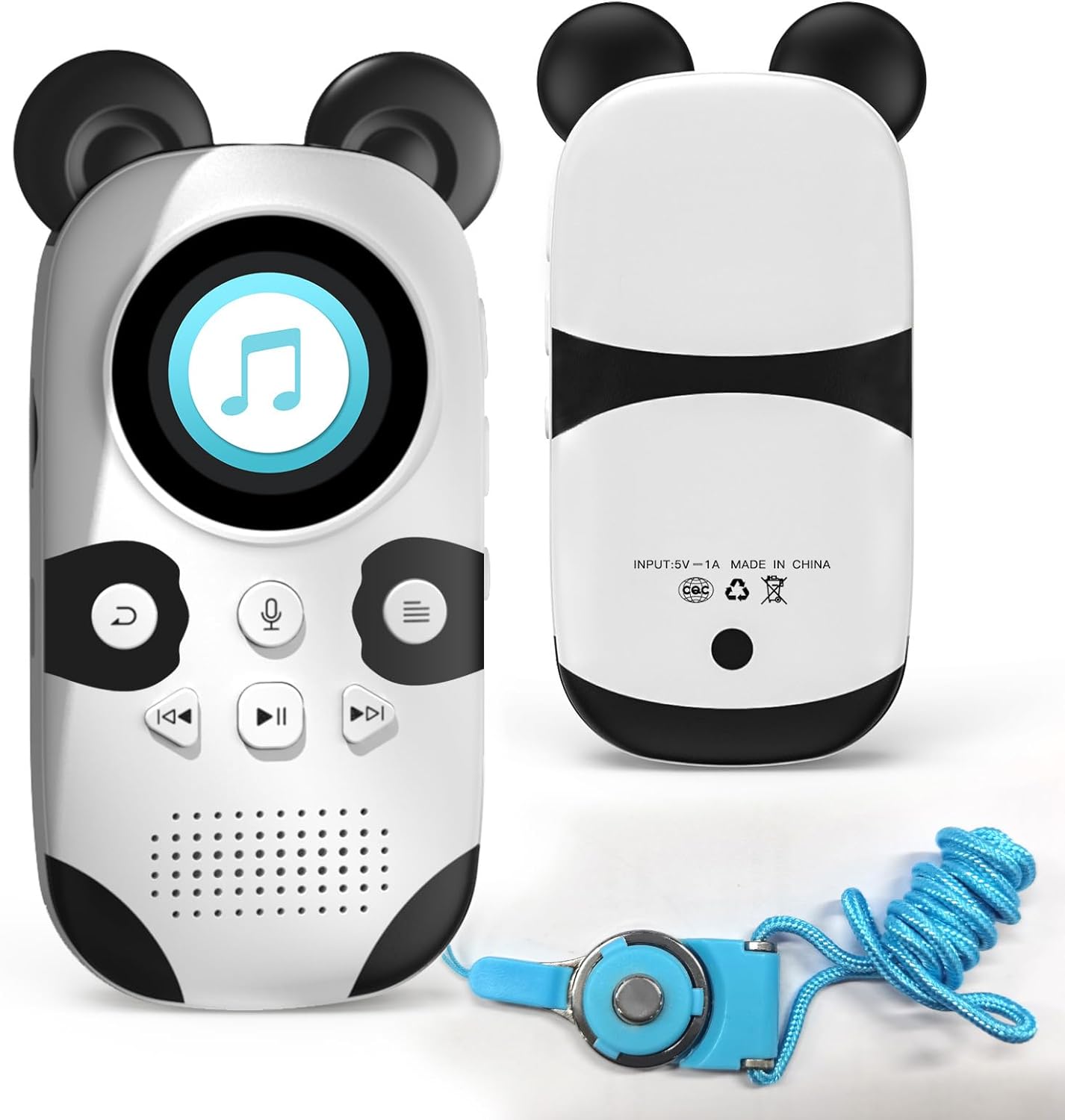 64GB Bluetooth MP3 player for kids, 18 built-in sleep tracks,speakers, One Touch recording, cute portable panda with HiFi Lossless sound, FM radio, voice recorder, alarm clock.