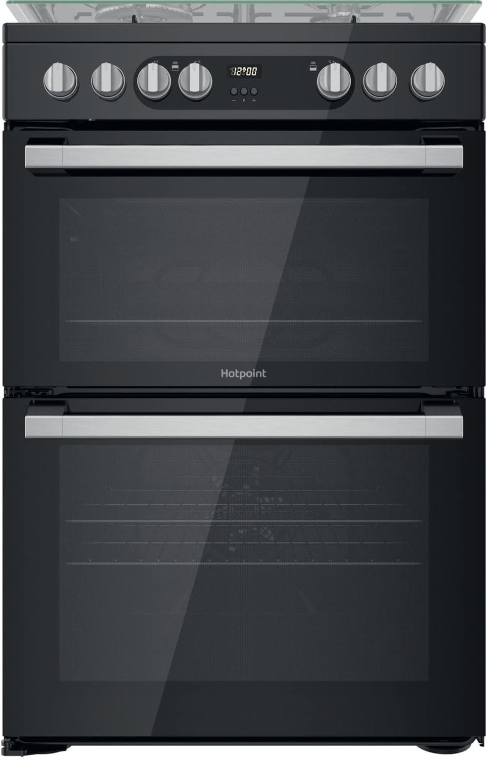 Hotpoint 60cm Double Oven Dual Fuel Cooker - Black.