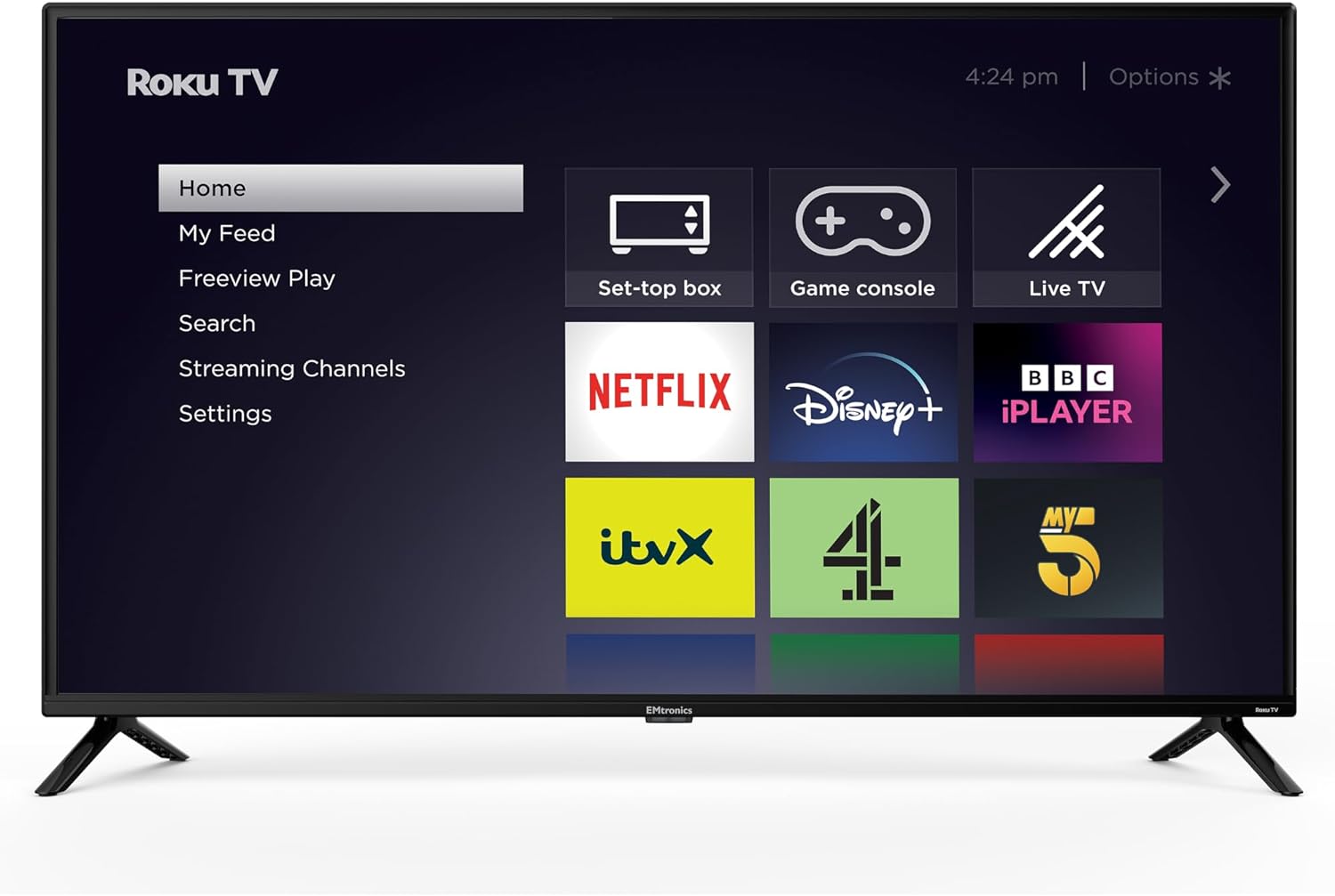 EMtronics EM40ROK Roku TV 40" Inch Full HD 1080p Smart with Netflix, Disney+, BBC, Freeview Play, Dolby Audio, Mobile Control and 3 x HDMI, USB - Black (2024 Model).