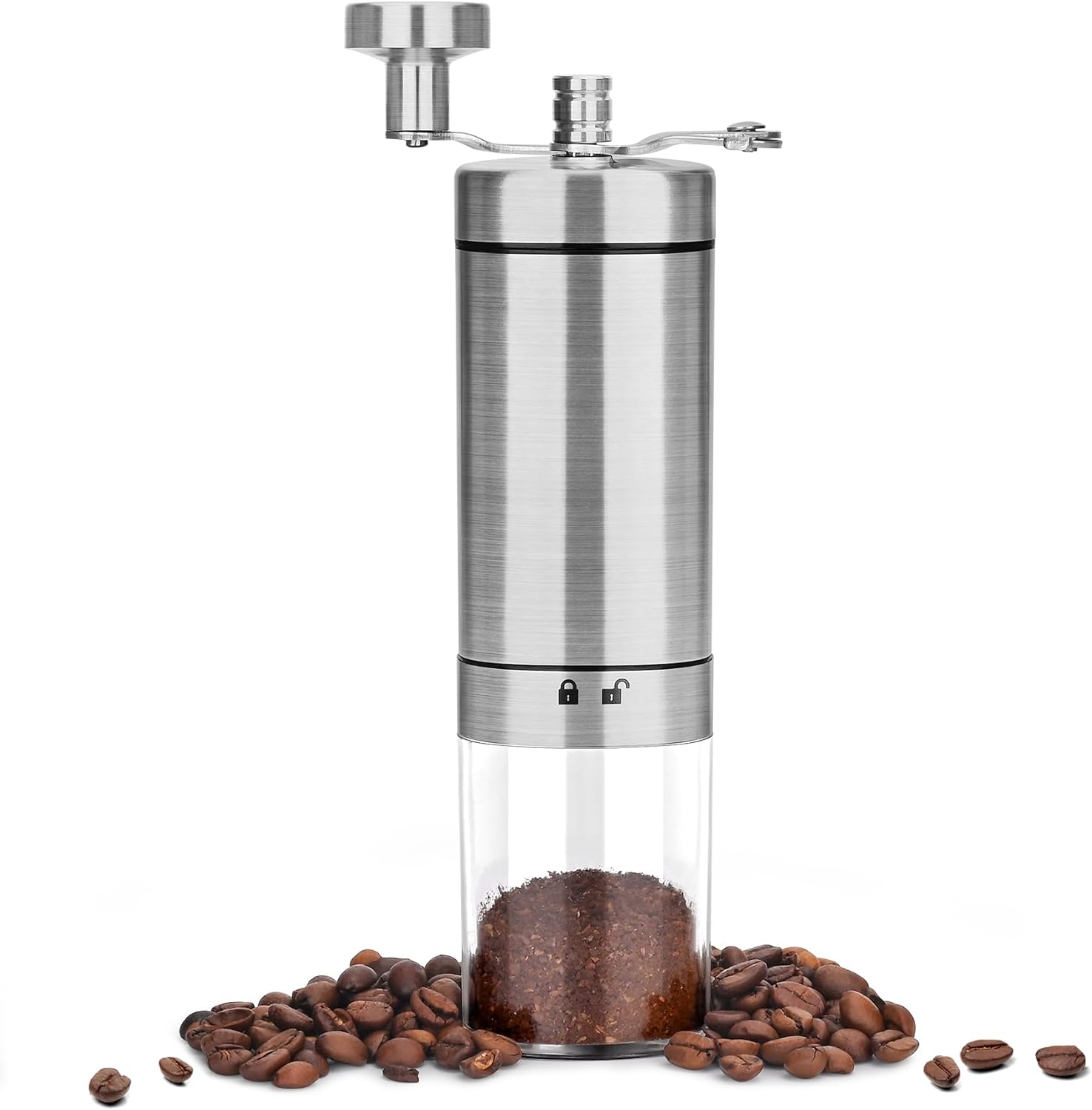 Lahrma Coffee Grinder Manual Hand Coffee Bean Grinder Burr, Mini Coffee Hand Grinder Portable with Adjustable Bean Grind Size for Fresh Espresso for Home Travel Office.