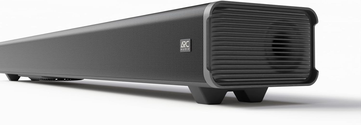 Arc Audio Cinema One Sound bar for TV with built in subwoofer & Remote Control - 2.1 Channel Sound 120W - Bluetooth - Optical - USB, Black.