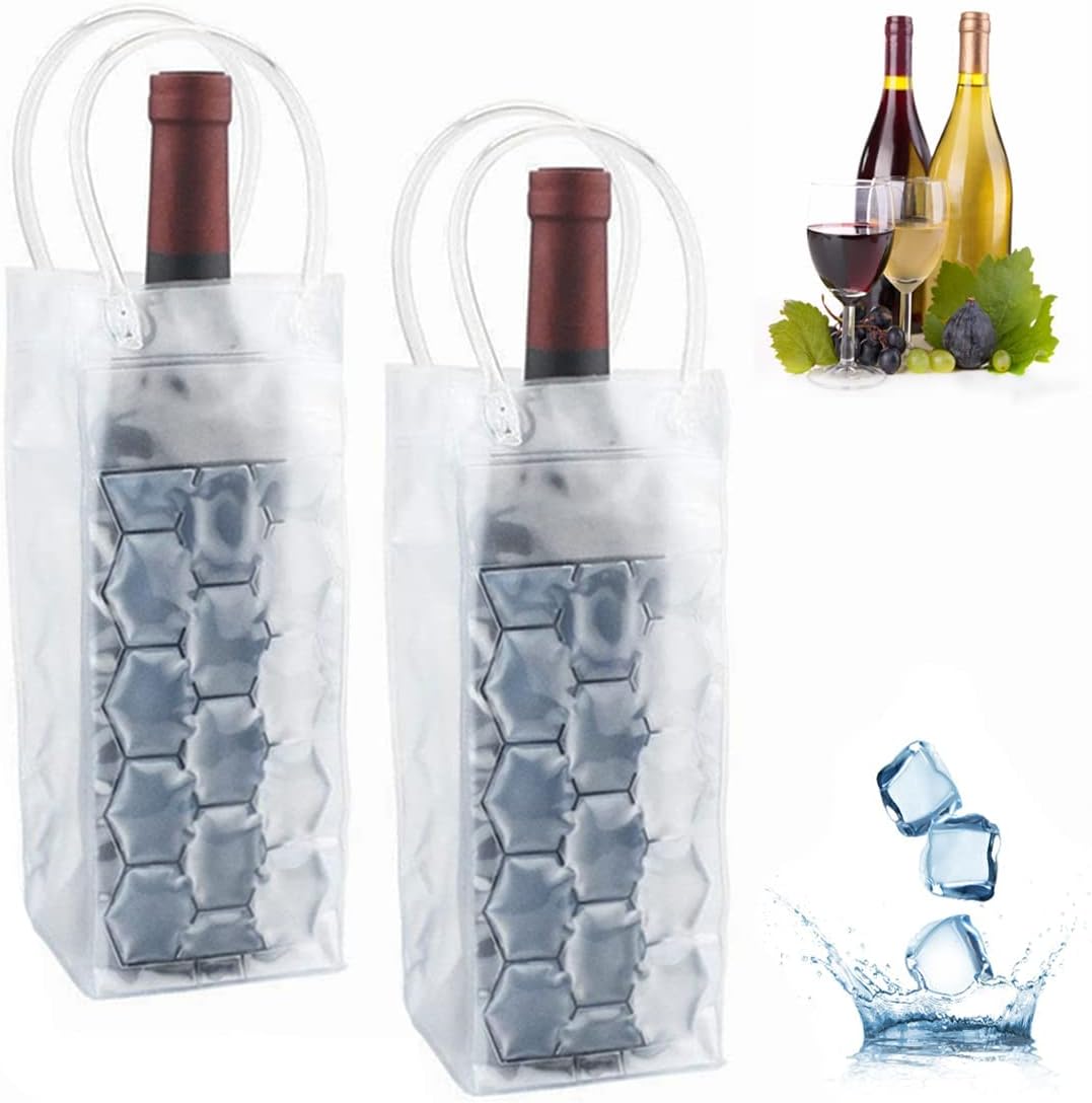 Ice Wine Bag, Wine Chiller, Wine Cooler Refrigerator, Wine Fridge, Wine Bottle Chiller Cooler for Red White Champagne or Sparkling. Gel Cooling Holder Freestanding Carrier Chilling. Set 2.