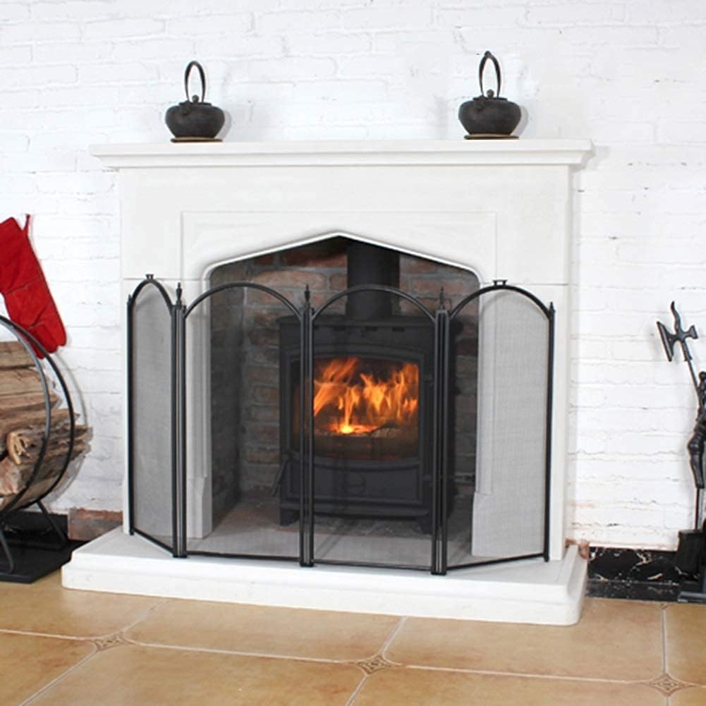 AITEKODVG Hearth Gas Fireplace Fireplace Screen with Metal Mesh, Solid Pet Safe Proof Wrought Iron Fire Place Panels Stove Accessories.