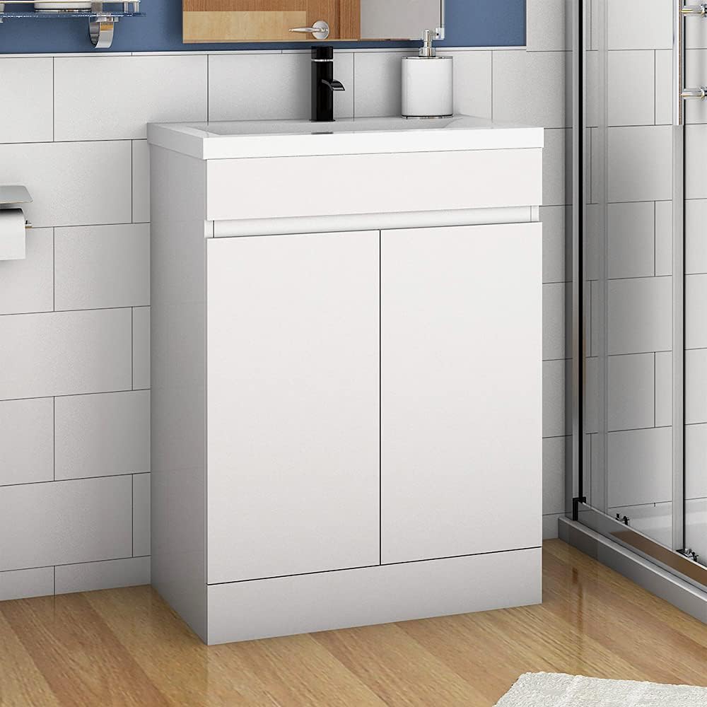 MYB Vanity Unit and Sink 600mm for Bathroom Grey 2 Doors Soft Closing Cabinet.