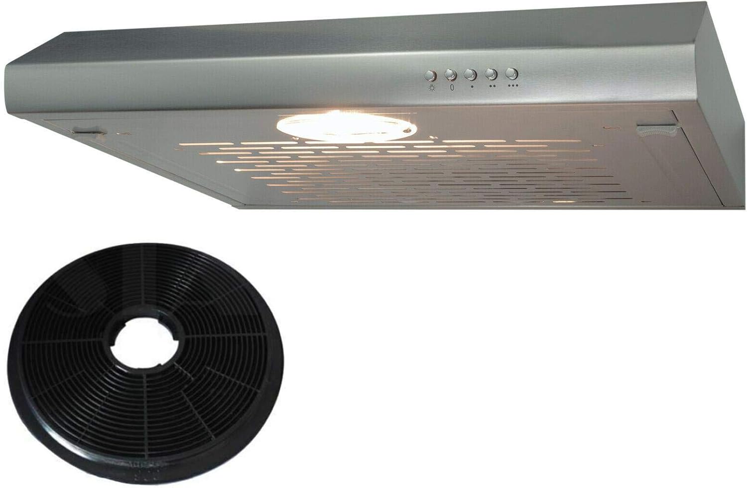 SIA STH60SS 60cm Stainless Steel Visor Cooker Hood Kitchen And Charcoal Filter.