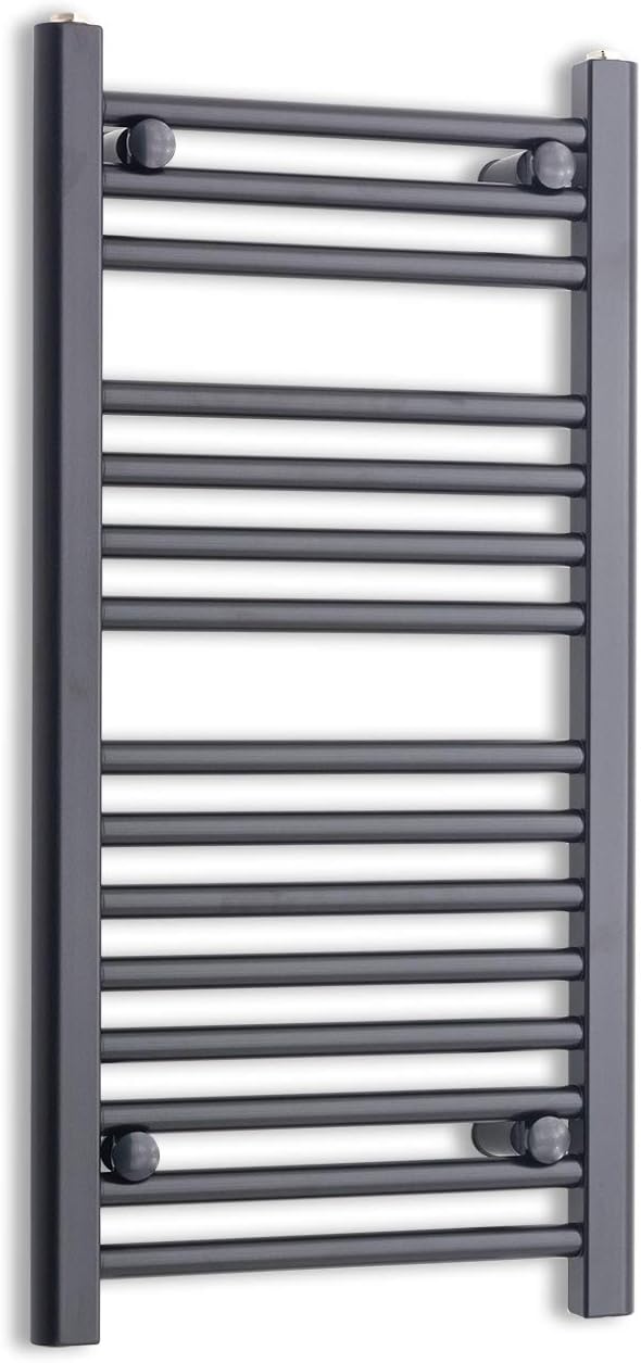 companyblue 450mm Wide Black Heated Towel Rail Radiator Flat Ladder for Stylish Bathroom (450 x 800 mm).