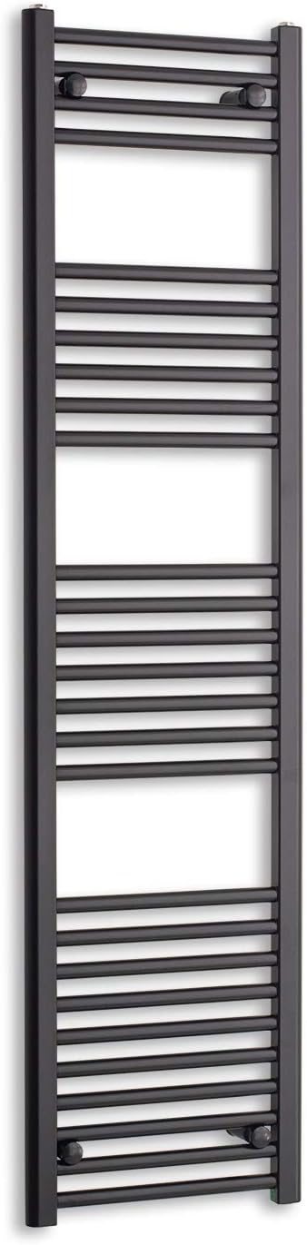 companyblue 450mm Wide Black Heated Towel Rail Radiator Flat Ladder for Stylish Bathroom (450 x 800 mm).