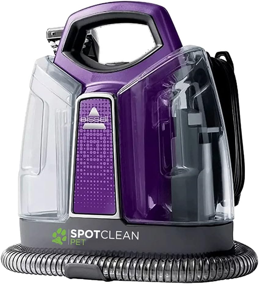 BISSELL SpotClean Pet | Portable Carpet Cleaner | Remove Spots, Spills & Stains with HeatWave Technology | Clean Carpets, Stairs, Upholstery, Car Seats | 36982 | Titanium/Purple.