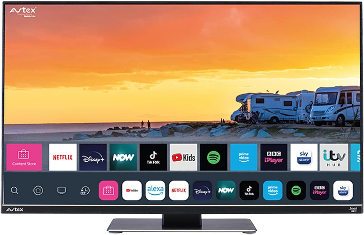 Avtex W195TS 19.5'' Smart TV for Motorhome Caravan Truck Boat - 12v 24v 240v 19.5 inch Super Slim LED Wifi Bluetooth Connected Television Full HD FHD built-in Freesat Satellite Decoder.