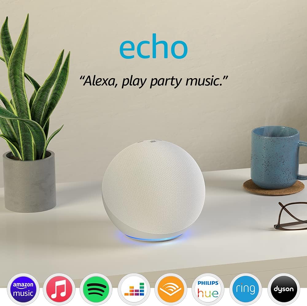 Certified Refurbished Echo (4th generation, 2020 release) | With premium sound, smart home hub and Alexa | Glacier White.