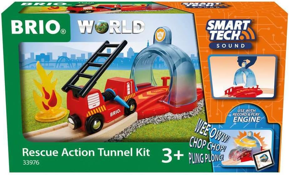 BRIO World Smart Tech Sound Rescue Action Tunnel Kit for Kids Age 3 Years Up - Compatible with Most BRIO Railway Sets & Accessories.