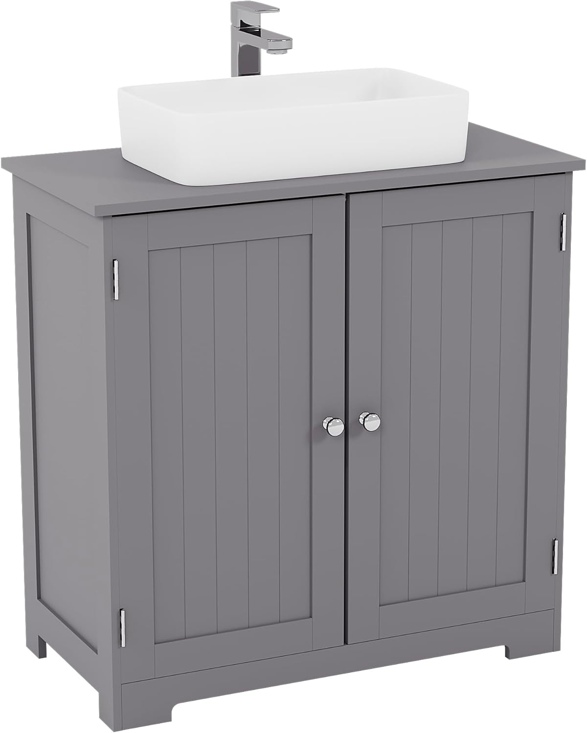 Bath Vida Priano Under Sink Bathroom Cabinet Floor Standing Storage Cupboard Basin Unit, Grey & Oak.