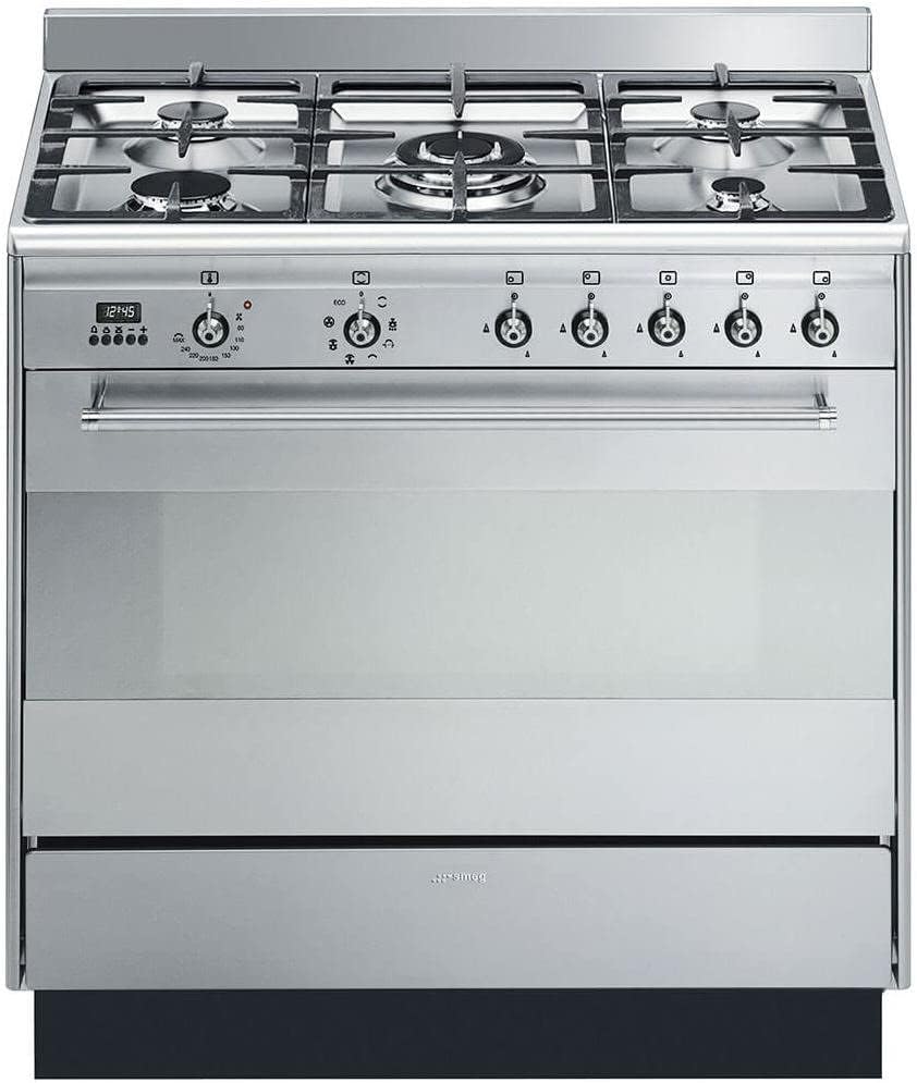 Smeg Concert 90cm Dual Fuel Single Oven Range Cooker - Stainless Steel.