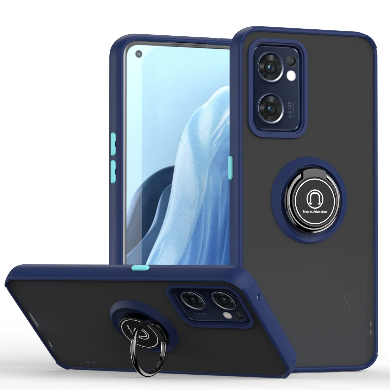 XINYEXIN Compatible with Oppo Find X5 Lite OPPO Reno7 5G 6.43" Case with Ring Holder, PC +TPU Shockproof Bumper Case Protective Cover - ArmyGreen.