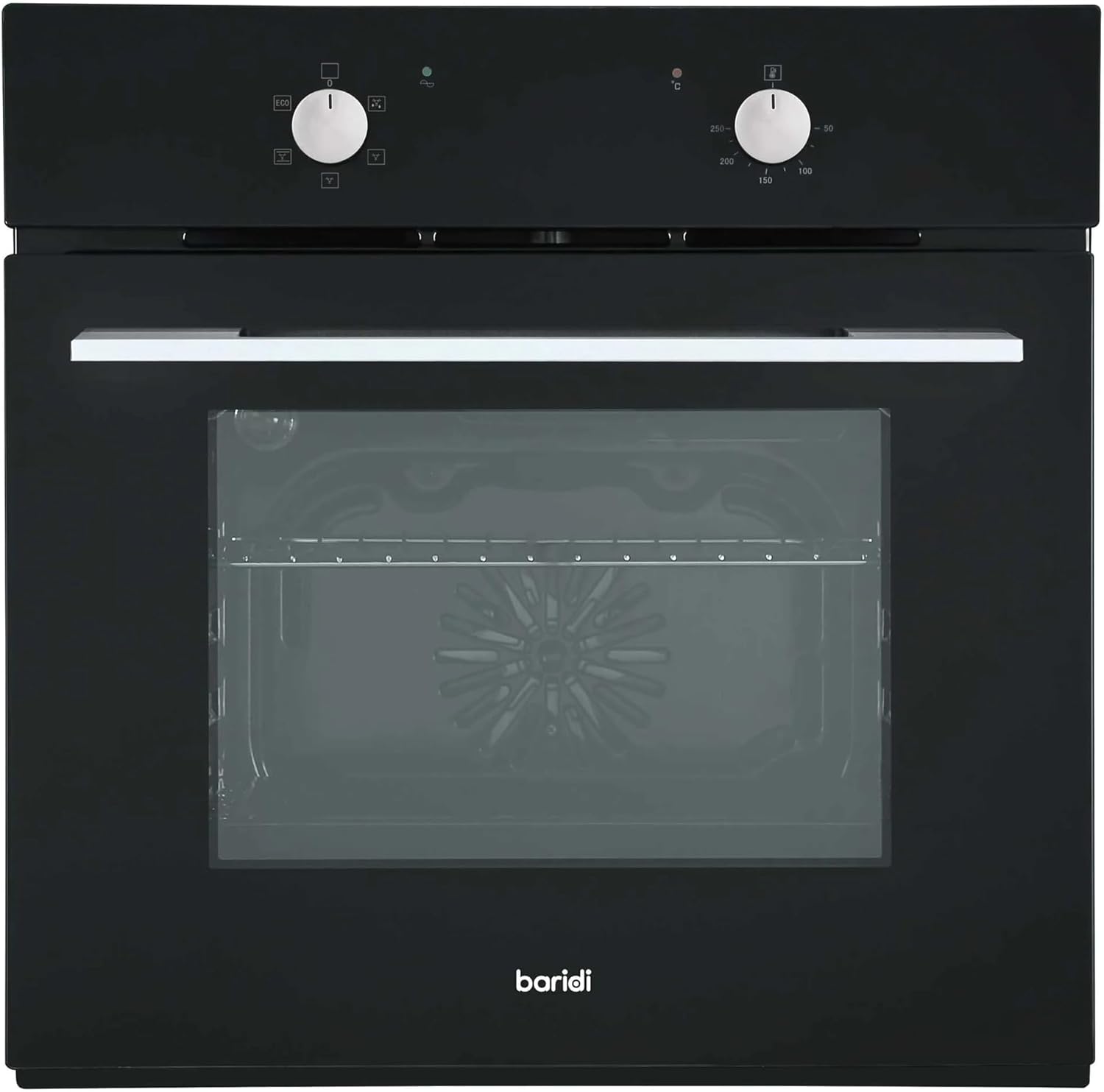 Baridi 60cm Built-In Five Function Fan Assisted Oven, 55L Capacity, Black - DH124.