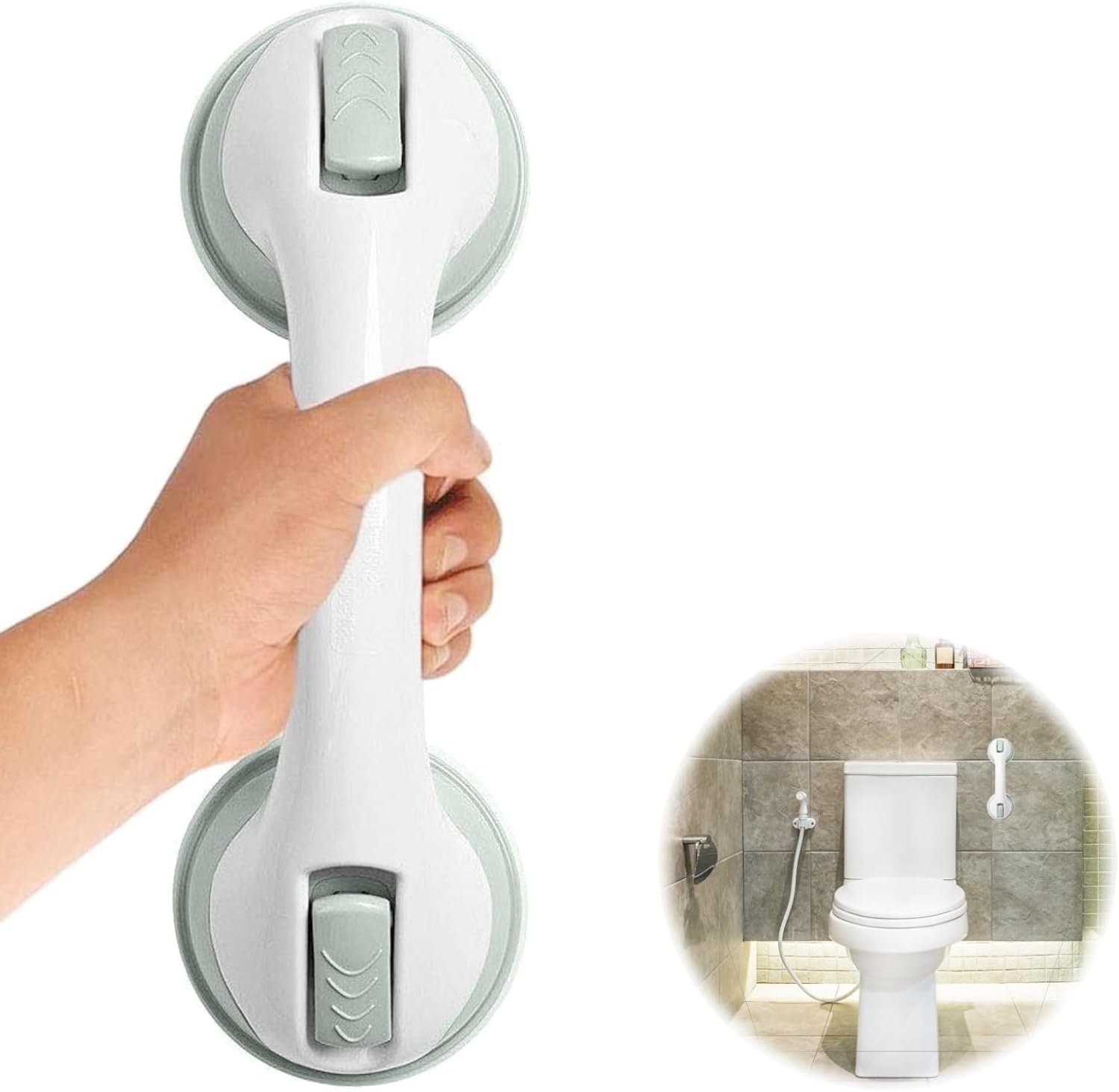 1Pcs Suction Bathroom Grab Rails Mobility Bathroom Accessory Bath Hand Aids Safety with Suction Cup Suction Mounted on Bathroom Wall for Children Elderly and Disability Aids.